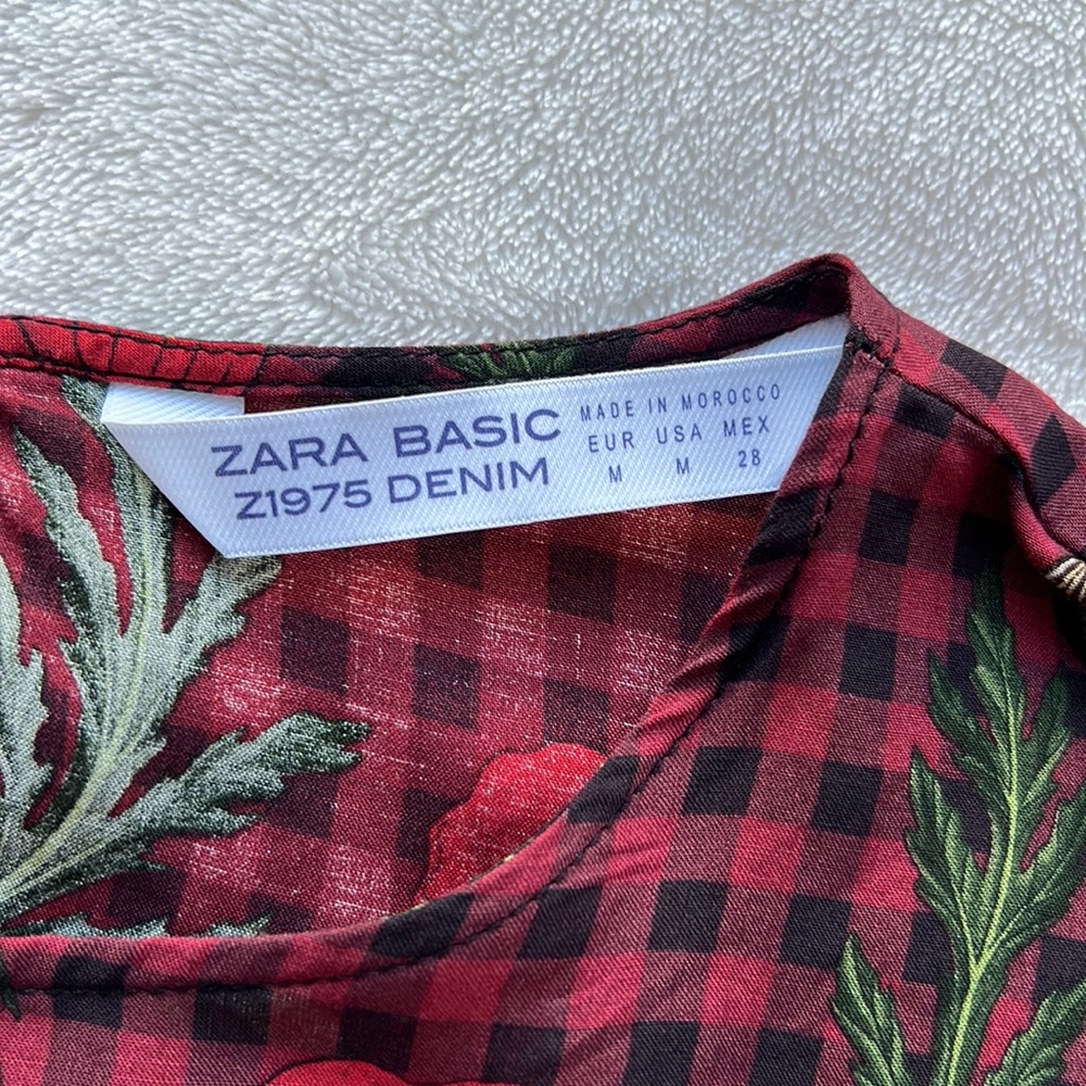 Zara Basic Z1975 Denim Ruffled Drawstring Top - Picture 5 of 8